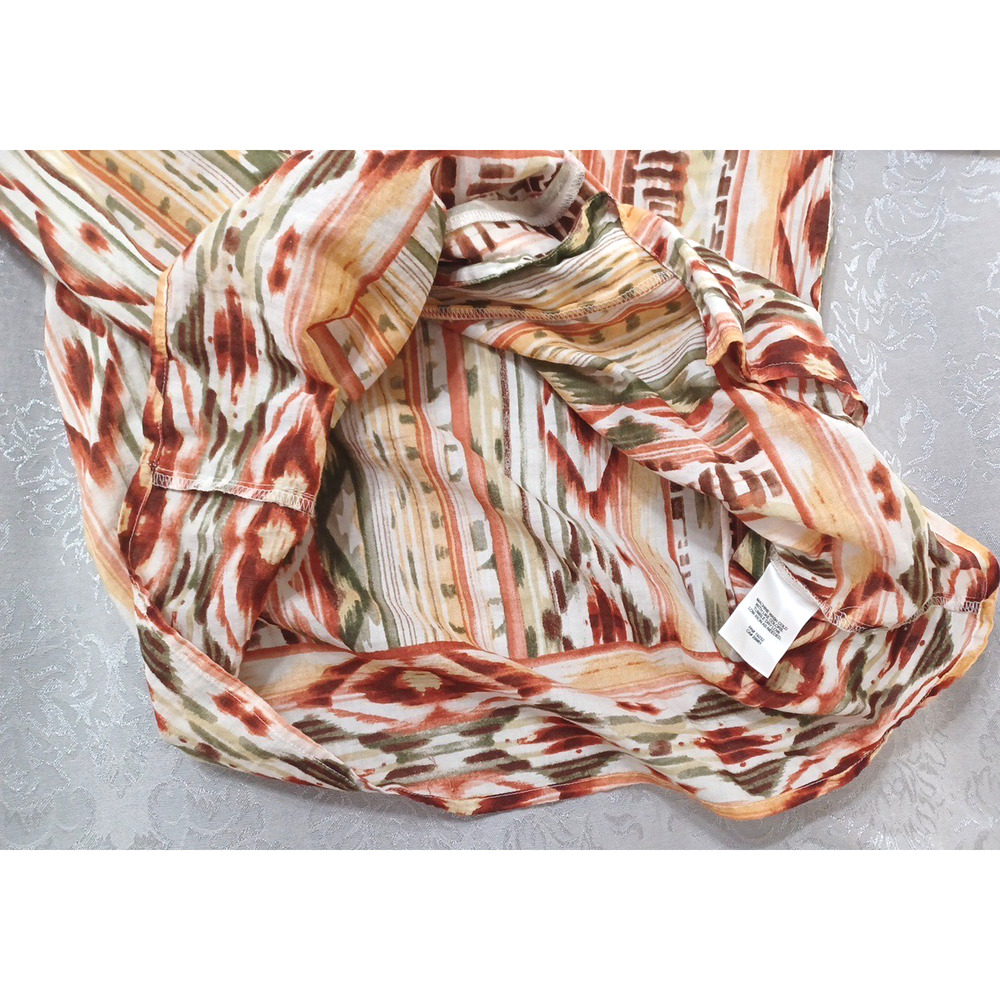 Alfred Dunner Womens Aztec Southwest Lightweight Blouse Sz 12 Roll Sleeve Cotton - Picture 7 of 12